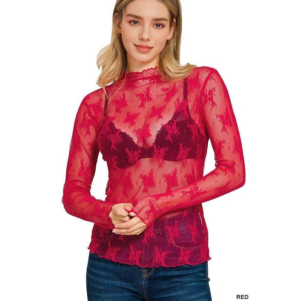 The Lacey - Lace Layering Top in Red